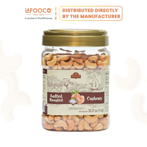 Image of LAFOOCO Roasted Salted Cashews 2.2 lb (1kg), Bulk Party Snack Nuts Jar