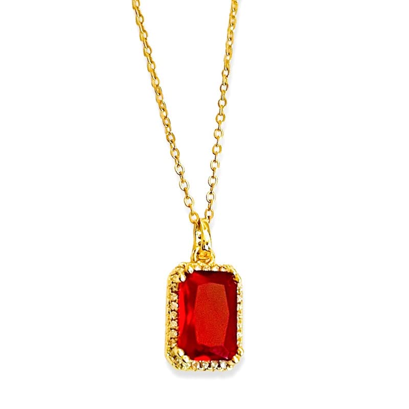 Buy SALVE ‘Scarlet’ Red Baguette AntiTarnish Pendant with Chain