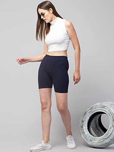 Image of Women's Cycling Shorts - Skin Fit Stretchable Tights for Gym, Sports, Running, Yoga & Layering Under Dresses - High-Waist, Seamless, Moisture-Wicking