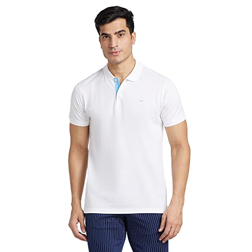 Image of Park Avenue Slim Fit Pure Cotton Print Pattern Polo Neck Casual T-Shirt