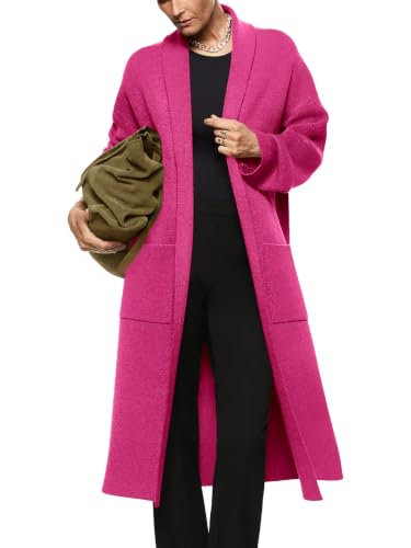 Image of Womens Long Sleeve Cardigan Sweaters Oversized Open Front Maxi Coat | Trendy Casual,Lapel,Knitted Coatigan,Soft Warm,Overcoat Pocket,2026 Fall Winter,Work Office,Going Out