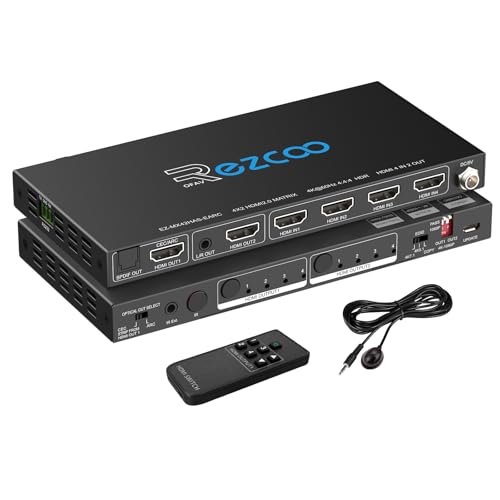 Matrice HDMI 4 entrées 2 Sorties 4K 60 Hz 4:4:4 Arc HDR D-olby Vision Atmos SPDIF 5.1CH Breakout 3,5 mm stéréo HDCP2.2 PC Console 16 EDID HDMI Scaler