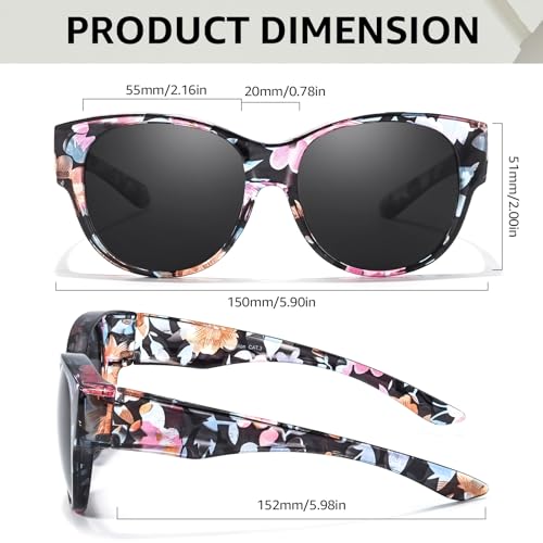 TJUTR Fit Over Glasses Sunglasses for Women, Trendy Sun Glasses Over Prescription Glasses Polarized UV400 Protection-V173