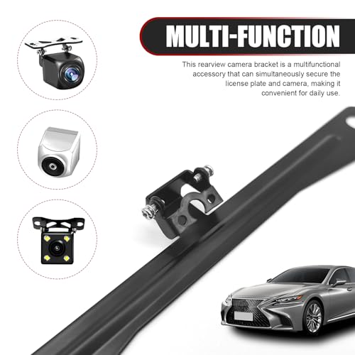 Image of Universal Car Rear View Camera License Plate Bracket, No-Drill Camera License Plate Bracket, Vehicle Backup License Plate Camera Mount Universal, Easy Installation, Rust-Resistant, Durable Design