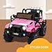 Uenjoy Ride on Car 12V Battery Power Children's Electric Cars Motorized Cars for Kids with Wheels Suspension,Remote Control, Head Lights,Music,Bluetooth Remote Controller,Pink