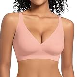 LEYSHE Sujetador sin Aros Sujetador Escote Profundo Push Up Cómodo Sujetador sin Costuras con Dobladillo Elástico,2XL