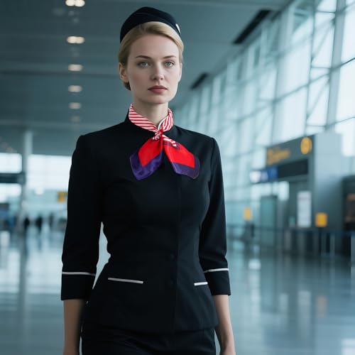 choyaxo 12 Pcs Nautical Sailor Scarf Flight Attendant Scarf Red White and Blue bandana for Women Ladies4