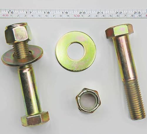 Image of 7 /8 inch x 4-1 /2 inch Hex Head Bolt by Color Galvanization with Nylon Lock nut and Large Size Washer Assortment Kit,Alloy Steel,Grade 8.(4pcs Pack),by Metalsuberg