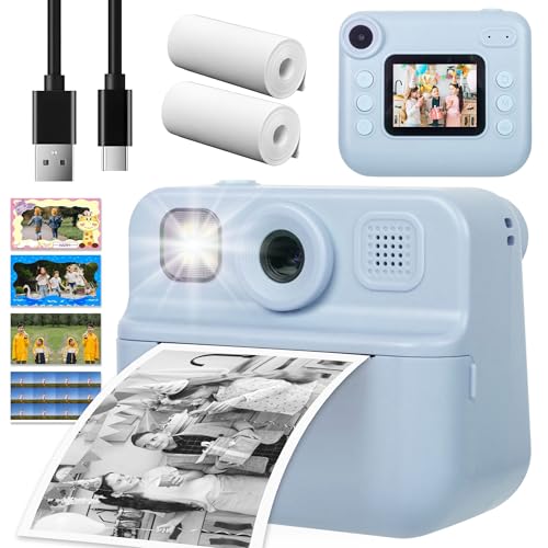 Lenoxx Kids 48MP Instant Print Camera with Dual Front & Rear Lenses, 1080P HD Video Recording, Instant Photo Printing with Paper, 2.0" HD Screen, Flash LED, Fun Effects - Blue
