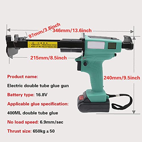 Pistola elétrica de calafetagem de tubo duplo, cartucho duplo de 16,8 V