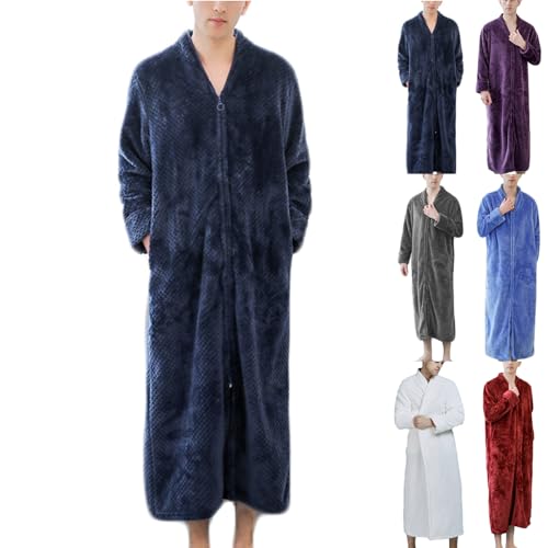 Zeiayuas Dressing Gown Men Women Full Zip Robes Super Soft Big and Tall Full Length Plush Fleece Long Robe Warm Cosy Loungewear Nightwear Bathrobe Shawl Collar Warm Winter House Robes