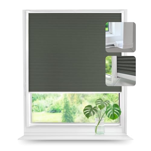 Tom\'Shop Plissee nach Maß Kassettenrollo ohne Bohren zum Kleben plissee mit schiene, Höhe 50-149 cm, Breite: 25-80cm, Wabenplissee Faltrollo Sichtschutz und Sonnenschutz für Fenster und Tür Tom\'Shop Plissee nach Maß Kassettenrollo ohne Bohren zum Kleben plissee mit schiene, Höhe 50-149 cm, Breite: 25-80cm, Wabenplissee Faltrollo Sichtschutz und Sonnenschutz für Fenster und Tür