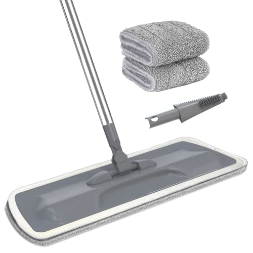 Microfiber Flat Mop For Floor Cleaning, Floor Dust Mop With 2 Reusable Washable Mop Pads - Voubien Wet Dry Mop Household Cleaning Tools For Hardwood, Vinyl, Laminate, Tile Cleaning #TOP1