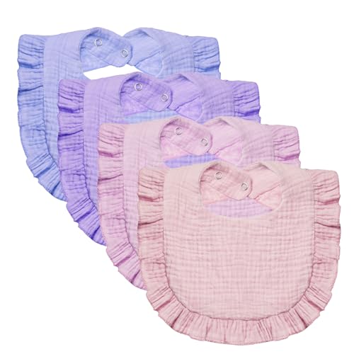 Image of Lictin Muslin Baby Drool Bibs - 4-Pack Cotton Unisex Bandana for Boys Girls, Teething and Drooling