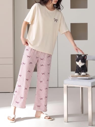 Image of Louis Luxe Cotton Blend Womens Korean Night Dress || Full Pyjama Set ||Korean Nightsuit || Women Nightwear ||Round Neck Full Sleeve Nightsuit || Loungewear || Everyday Nightdress (ND-10)