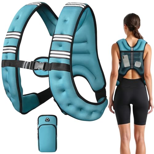 Image of Weighted Vest, 6lb /8lb /12lb /16lb /20lb /25lb /30lb Weight Vest with Reflective Stripe, for Men Women Workout Equipment for Strength Training, Running, Jogging, Fitness, Weight Loss