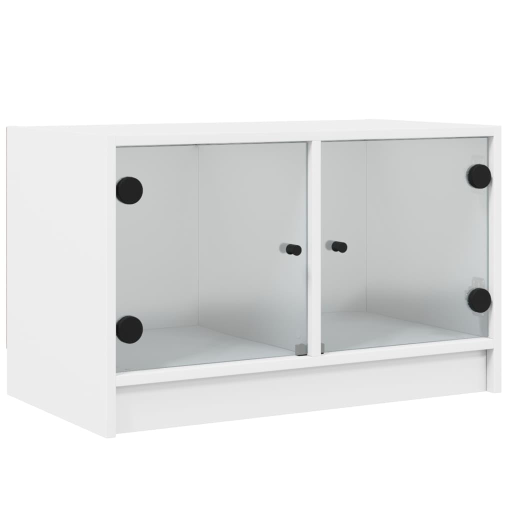 Vidaxl (White) Tv Cabinet With Glass Doors Tv Stand Entertainment Centre Brown Oak