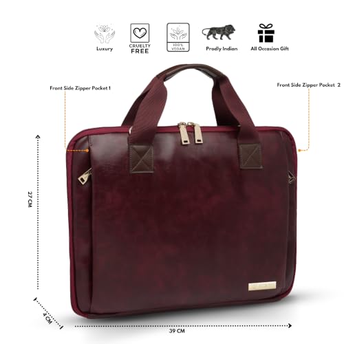 Image of VISMIINTREND Stylish Leather Laptop Bags for Men & Women | Office, Messenger, Shoulder, Handbag | Fits 13 inch,14 inch, 15.6 Inch Laptops, Macbook | Corporate Gifts for Men, Clients, Employees