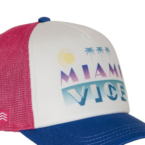 Capslab Czapka męska i damska, czapka Trucker Miami Vice Cops, regulowana przez Snapback, Niebieski/fuksja/biały/fioletowy/turkusowy/żółty, rozmiar uniwersalny