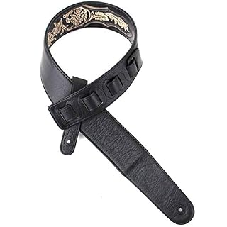 Onyx KH-02-BLK Sangle de guitare rembourrée en cuir sculpté à la main avec outils traditionnels Western Walker… - Les Beatles, Paul McCartney, John Lennon, RIngo Starr, George Harrison Onyx KH-02-BLK Sangle de guitare rembourrée en cuir sculpté à la main avec outils traditionnels Western Walker… – Image 5