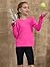 ZDC Girls Long Sleeve Athletic Shirts Kids Crewneck Quick Dry Workout Yoga Tops Basic Tees Activewear Hot Pink