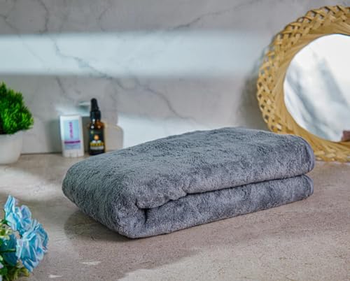Image of Fezora Microfiber Bath Towel for Men & Women - Large Size 70x140 cm, 400 GSM, Ultra Soft, Quick Dry, Lightweight & Super Absorbent Towel for Bathroom, Gym, Spa, Travel & Swimming (Grey)