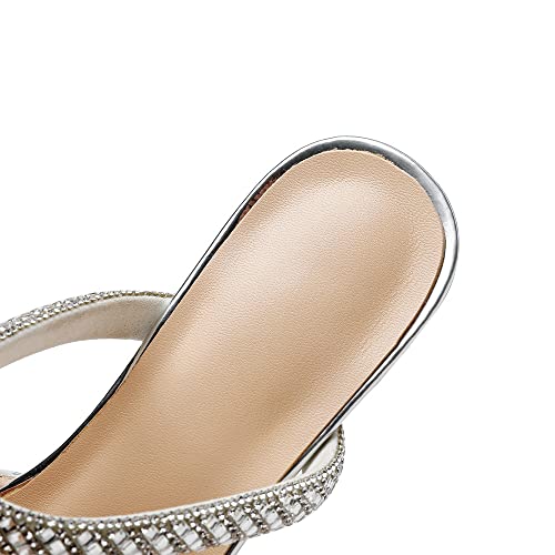 TinaCus Printed Genuine Leather Women's Pointed Toe Handmade Rhinestoes Décor Low Chunky Heels Slippers4