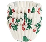 Fox Run Christmas Disposable Bake Cups, 2 x 2 x 1 inches, White