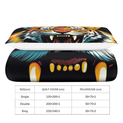 Housse de couette 3 pièces Angry Tiger microfibre lit enfant ado - 6