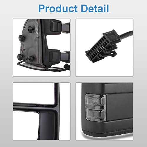 Eccpp Tow Mirrors For 1999-2016 For Ford For F250 For F350 For F450 For F550 Super Duty Towing Mirrors Manual Adjusted Smoke Signals Lamps Pair Mirrors Driver Side & Passenger Side No Heat #TOP5