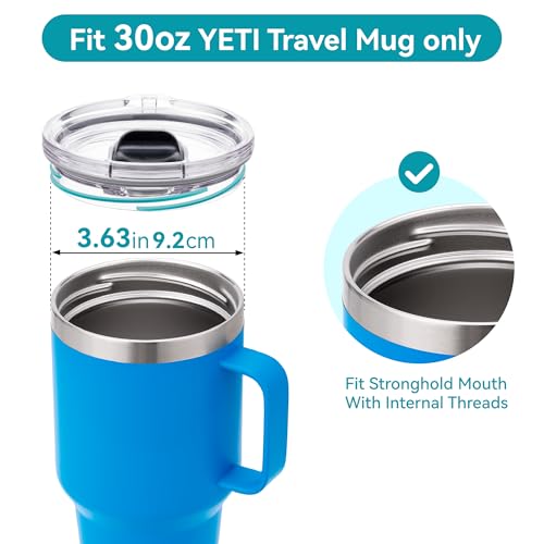 Soledea 30 oz Stronghold Replacement Screw Top Lid for YETI Rambler Travel Mug - Threaded, Spill-Proof, Straw-Friendly (Fits 30 oz YETI Rambler Travel Mugs Only)