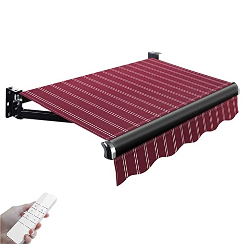 Store banne électrique rétractable pour terrasse avec télécommande et manivelle, 3 x 1,5 m, Protection Solaire pour patios, terrasses, Portes, abri extérieur