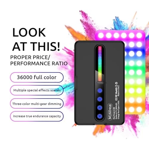 Image of DEVICE OF URBAN INFOTECH M160 RGB Portable Pocket Camera Light 6.5W | 2700-6500K Dimmable Panel Lamp | Rechargeable 1800mAh | Photography, Vlogging, Streaming, Zoom Calls, Selfie & Makeup Light