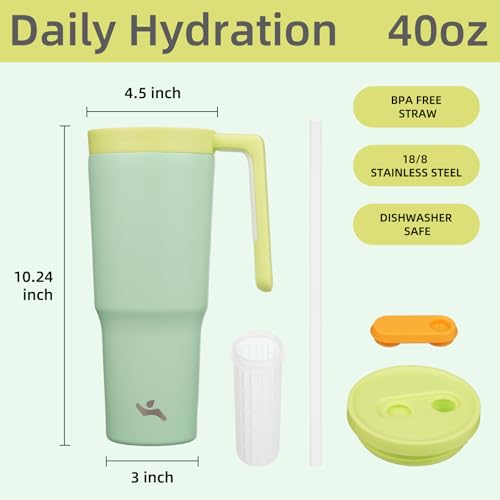 Image of Konokyo 40 oz Tumbler with Handle and Straw, Insulated Water Bottle