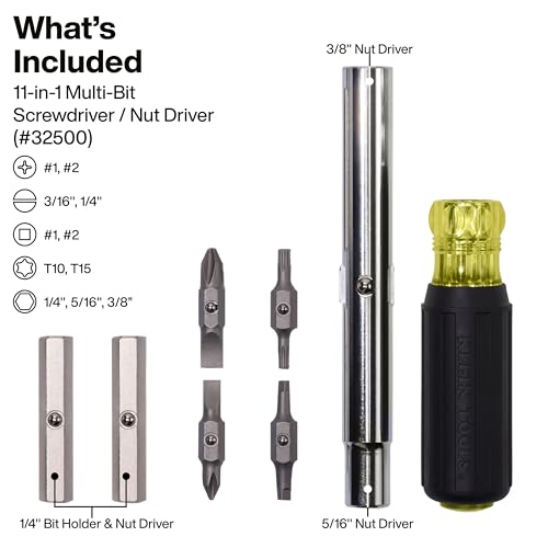 Image of Klein Tools Multi-Bit Screwdriver and Nut Driver Set with Cushion-Grip Handles