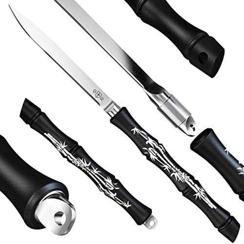 Pocket Knife - Japanese Utility Knives with Sheath - Small Black Fixed Tactical Hobby Work Mini Knofe for Men Women - Folding EDC Knife - Kubaton Stocking Stuffers for Men - Secret Santa Gift 130129