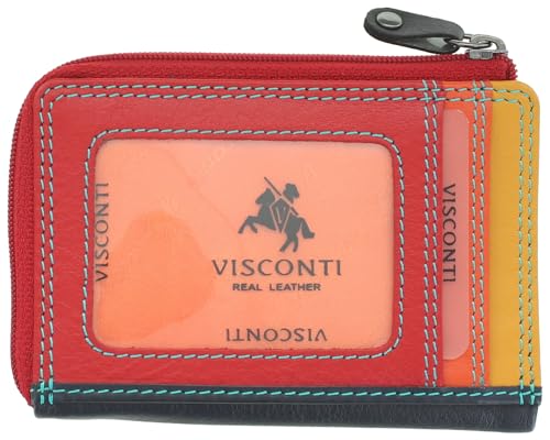 VISCONTI Leather Rainbow Collection PHI PHI Slimline   Cartera para tarjetas de crédito RB110, Negro/Rhumba, Talla única, Moderno