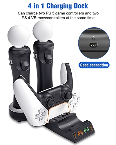 AMANKA Ladestation für PS5 / PS VR/Move-Motion-Controller, 4 in 1 PS VR Move Controller Charge Station für Desk Station Ladestation mit 4 USB Charge-Port für Playstation PS5 PSVR VR Move - Image 3
