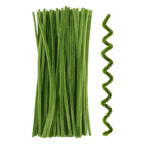 100-Piece Green Chenille Stems for Crafting 12-Inch Flexible DIY Art Supplies for Kids & Adults | Ideal for Classroom & Home Projects