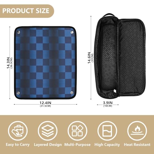 Bolsa de viaje para herramientas de cabello para mujeres y tapete resistente al calor, organizador portátil para herramientas de peinado calientes como planchas, rizadores, volumizadores, estilo degradado azul marino miniatura 4