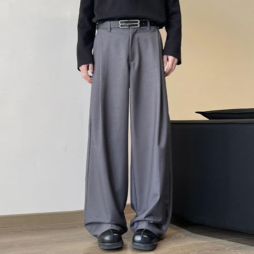 Mens Baggy Pants Wide Leg Pants Men Mens Pleated Dress Pant Business Casual Pant for Men Zipper Fly Pleated Trousers2