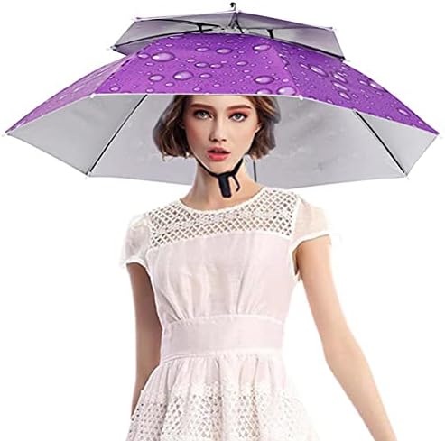 Brteyes Umbrella Hat, Outdoor Head Umbrella Hat Double Layer Foldable Head Umbrella Waterproof Breathable Fishing Umbrella Golf Fishing Camping Hat,Hat, 30 inch Hands Free Umbrella Cap for Adults and Kids,
