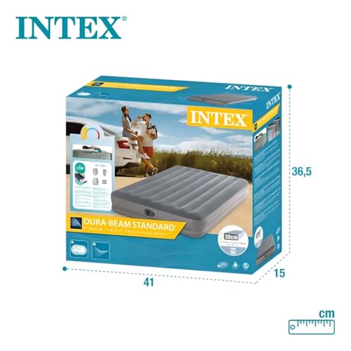 INTEX 64114E Dura-Beam Standard Prestige Air Mattress: Fiber-Tech – Queen Size – Built-in USB Electric Pump – 12in Bed Height – 600lb Weight Capacity by Intex - Image 6