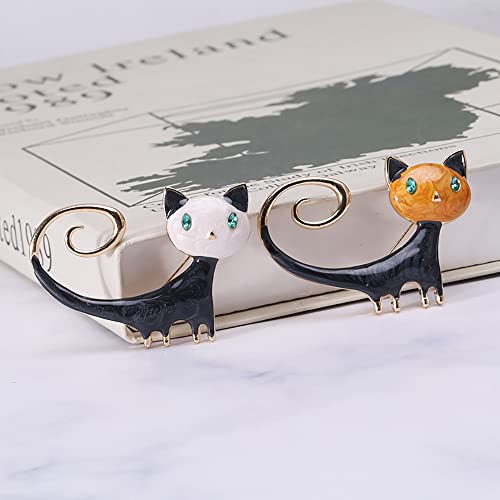 Image of Fashion Cat Lapel Brooch Pin for Women Girls Cubic Zirconia Rhinestone Enamel Pet Animal Pin Clip Hat Scarves Sweater Dress Suit Jacket Brooches Pins Cute Jewelry Gifts Christmas