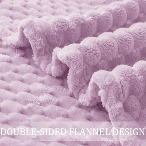 Image of Exclusivo Mezcla 3D Fleece King Size Blanket for Bed, Lilac Purple | Extra Soft Fuzzy Plush Lightweight Bed Blankets, Cozy Fluffy Decorative Blankets for All Seasons, 90x104 Inches