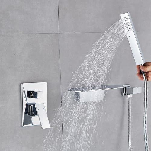 Mitigeur de douche et bain cascade mural en laiton noir MOCHAMIK - 3