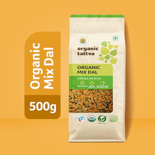 Image of Organic Tattva Mix Dal 500g | Protein-Rich Indian Lentils, Tadka Dal Mix, Khichdi & Everyday Cooking | Blend of Toor, Moong, Masoor & Chana | Unpolished Pulses for a Healthy Pantry