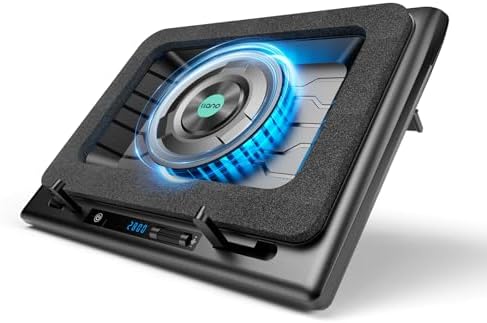llano 2024 Gaming Laptop Cooling Pad Laptop Cooler Stand with 5.5inch External Fan, Adjustable Speed, Touch Control, 3-Port USB, Rapid Cooling Computer Laptop 15-19in (V13 No RGB)