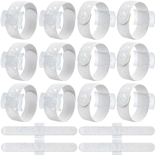 Relaxgiant 12 Pieces Slaplet Wristlets Wrist Corsage Bracelets Corsage Wristlet Band Floral Slaplets Wedding Bracelets DIY Wrist Corsages Accessories for Bridesmaid Bridal Shower Party Prom(White)