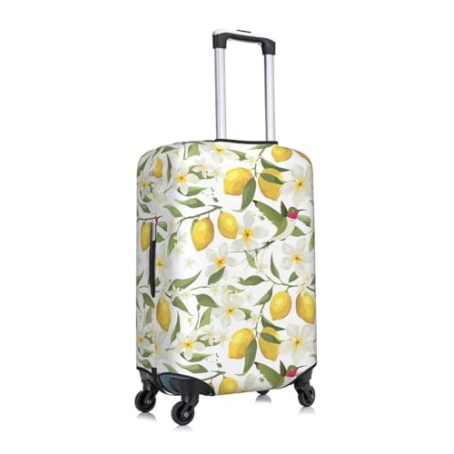 Elastic Travel Luggage Cover Printed Lemon Branch Flowers Double-Sided Suitcase Protector Bag,Dust-Proof Anti-Scratch Washable Baggage Covers For Kid Adult,Small3